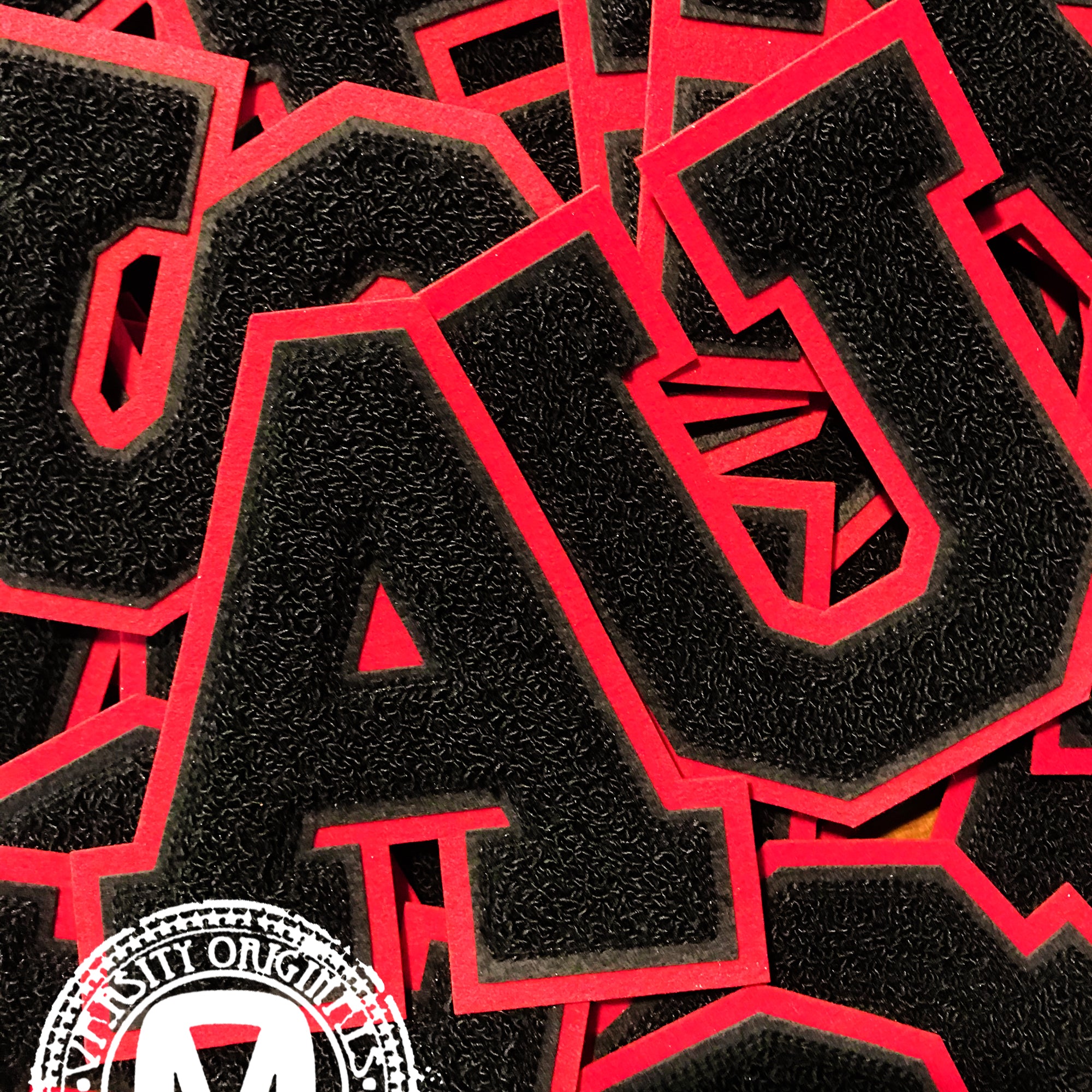 Black/Scarlet Red 6" Chenille Varsity Letter Patches