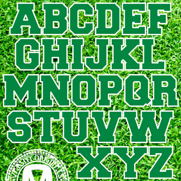 Green/White 6" Chenille Varsity Letter Patches