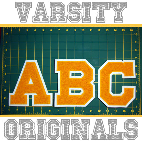Gold/White 6" Chenille Varsity Letter Patches