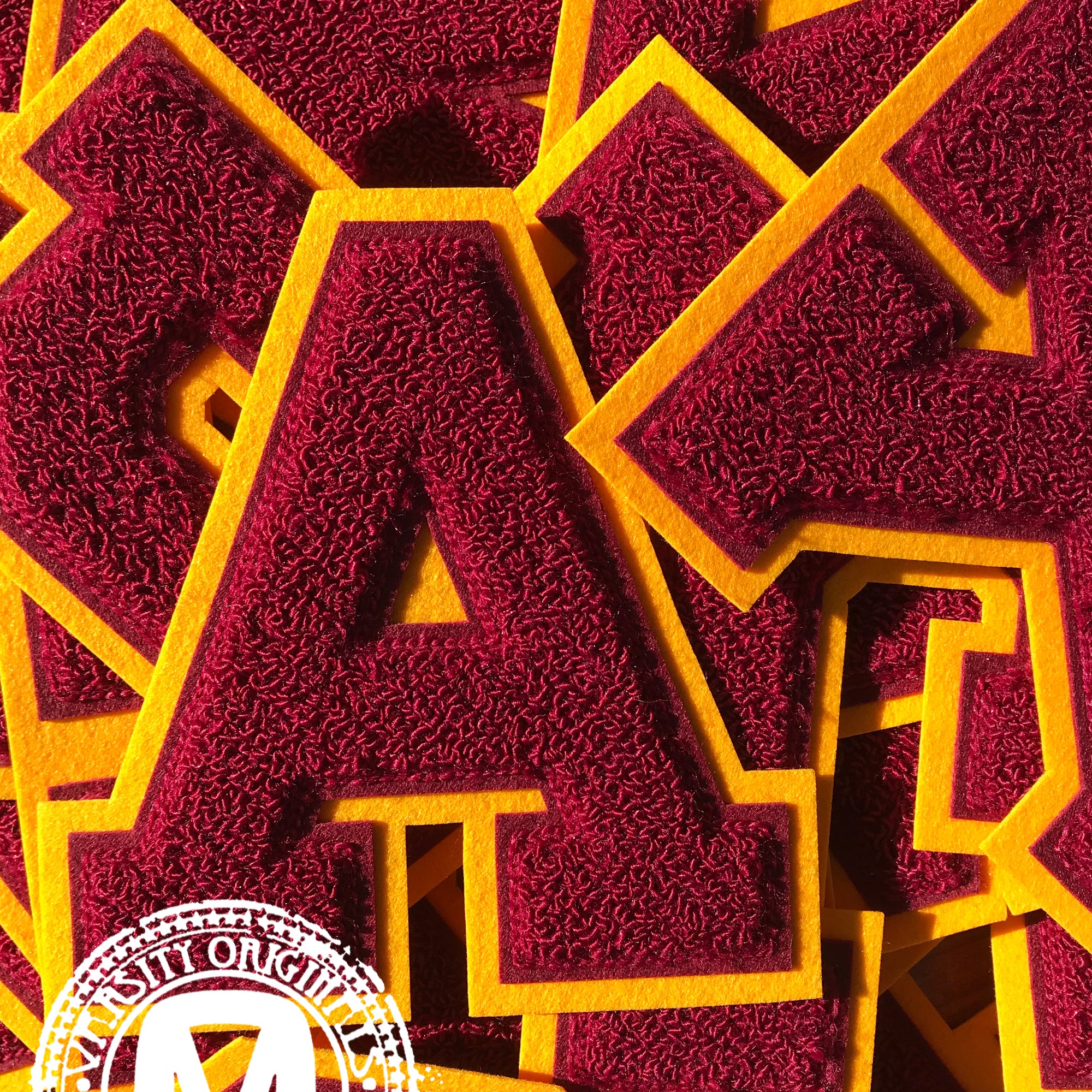 Cardinal/Gold 6" Chenille Varsity Letter Patches