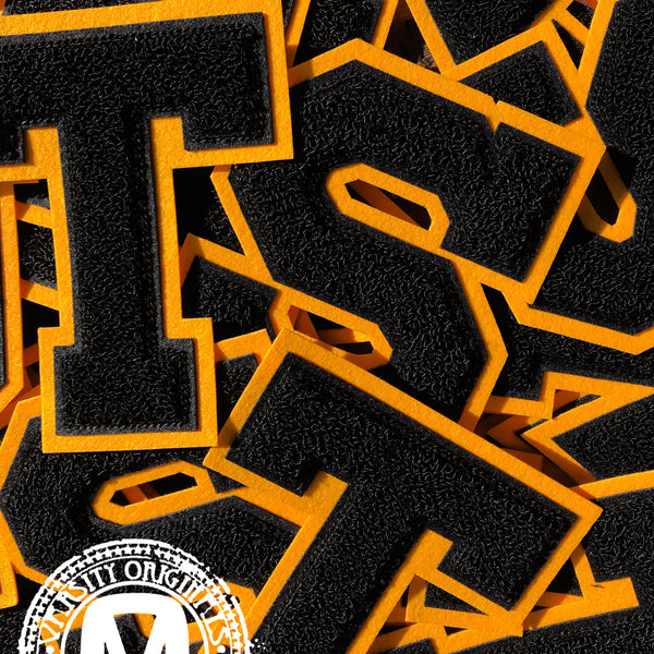 Black/Gold 6" Chenille Varsity Letter Patches