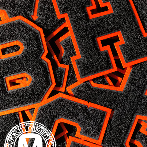 Black/Orange 6" Chenille Varsity Letter Patches