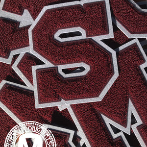 Maroon/Grey 6" Chenille Varsity Letter Patches