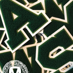 Forest Green/White 6" Chenille Varsity Letter Patches