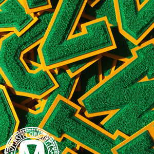 Green/Gold 6" Chenille Varsity Letter Patches