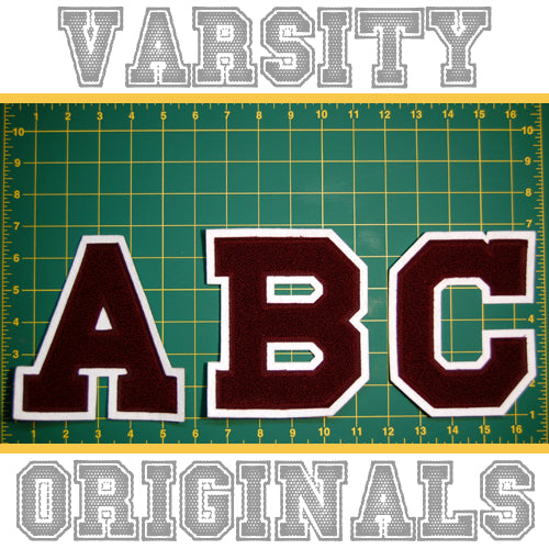 Maroon/White 6" Chenille Varsity Letter Patches
