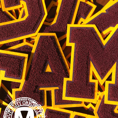 Maroon/Gold 6" Chenille Varsity Letter Patches