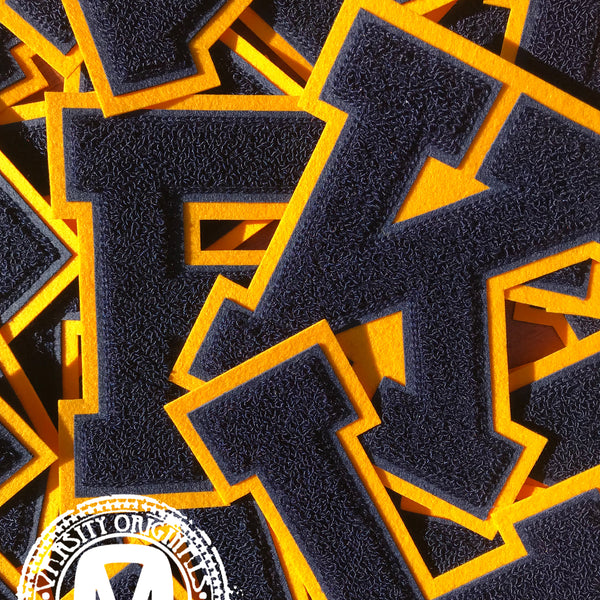 Navy/Gold 6" Chenille Varsity Letter Patches