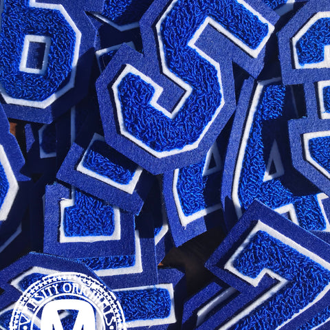 Royal/White 3" Chenille Varsity Number Patches