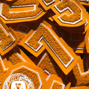 Gold/White 3" Chenille Varsity Number Patches