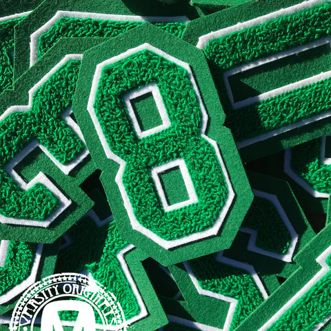 Green/White 3" Chenille Varsity Number Patches