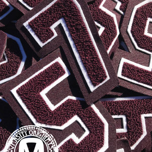 Maroon/White 3" Chenille Varsity Number Patches