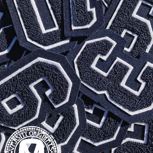 Navy/White 3" Chenille Varsity Number Patches