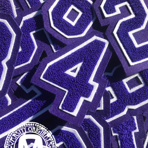 Purple/White 3" Chenille Varsity Number Patches