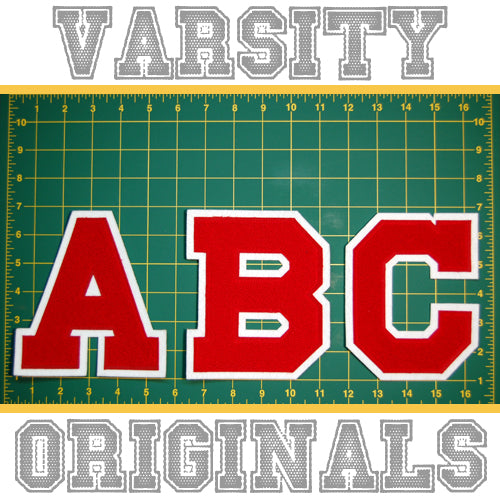 Red/White 6" Chenille Varsity Letter Patches
