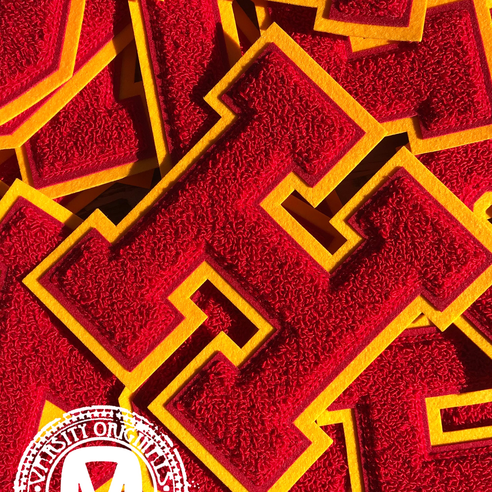 Red/Gold 6" Chenille Varsity Letter Patches
