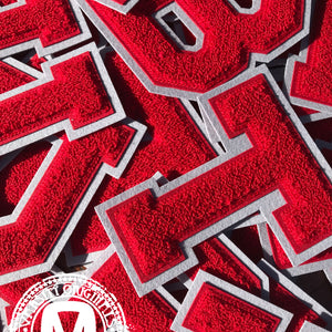 Red/Grey 6" Chenille Varsity Letter Patches