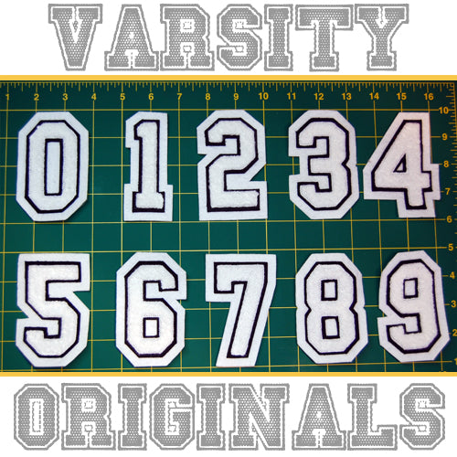 White/Black 3" Chenille Varsity Number Patches